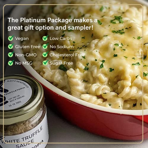 Truffletopia | Truffle Sauce Quartet | Real Italian Truffles | Best for Gourmet Pasta or Pizza Sauce | Gift Set | For Cooking and Baking | Gluten Free, Non-GMO, No MSG | 4 Sauces