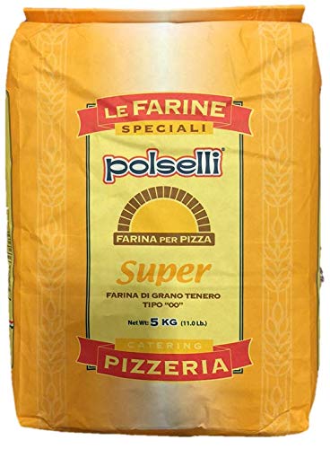 Super, Tipo 00, Double Zero, Type OO, Roman Style Pizza Flour for In Teglia, al Tagio, Pinsa, Pala, W 300+ Formulated for a long 72+ hour fermintation and rise, (5 kg) 11 lbs, Polselli
