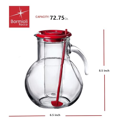 Bormioli Rocco Kufra Jug - Red Lid, 72oz