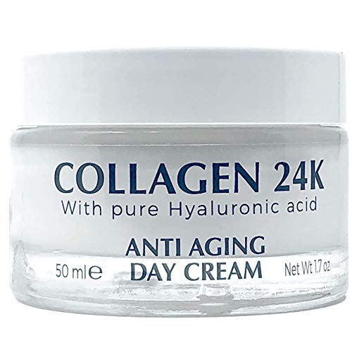 Delfanti-Milano • COLLAGEN 24K • Anti-Aging Day Cream • Face and Neck Moisturizer with pure Hyaluronic Acid • Made in Italy.