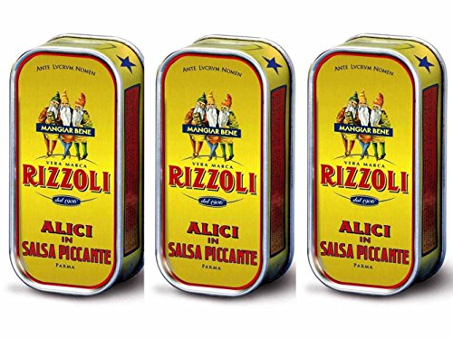 Alici Rizzoli fillets of anchovies in spicy sauce 3 boxes of 90 gr