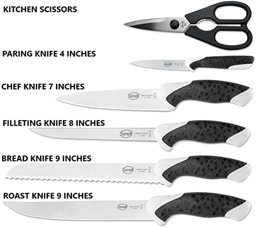 Italian Knife Set: 6 Pcs with Block & Scissors