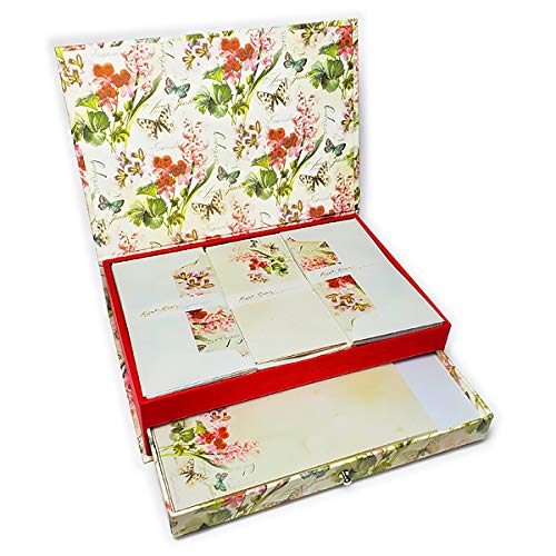 Italian Stationery Set in Keepsake Desktop Box By Kartos - Romantica