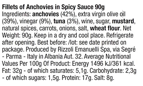 Alici Rizzoli fillets of anchovies in spicy sauce 3 boxes of 90 gr