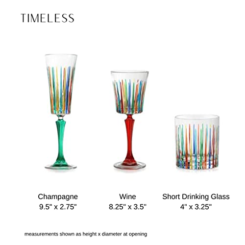 Hand Painted Italian Crystal Wine Glasses, 9 oz