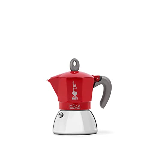 Bialetti Moka Induction, 4 Cup Espresso Maker, Red