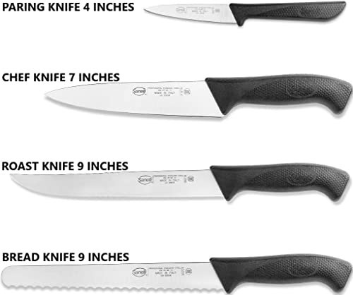 SANELLI Italian Knife Set with Magnetic Block - Black