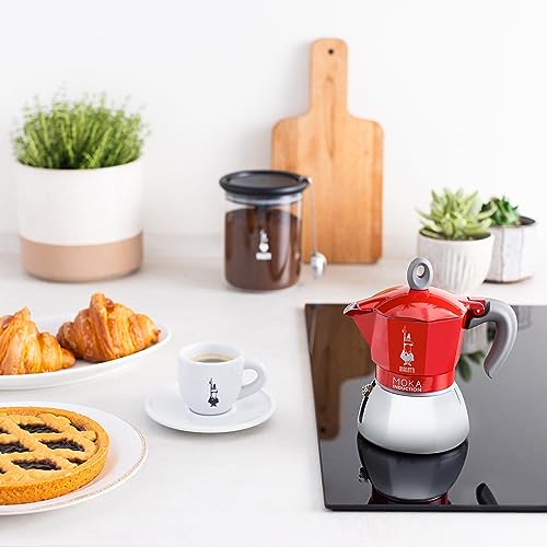 Bialetti Moka Induction, 4 Cup Espresso Maker, Red