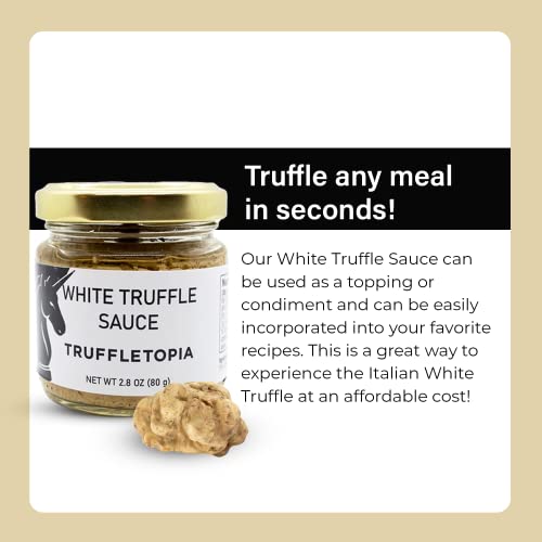 Truffletopia | Black and White Truffle Sauce w/Real Italian Truffles | Gourmet Pasta or Pizza Sauce | Gluten Free Non-GMO | Gift Set Sampler | Total of 34.2 Oz (2 Jars)