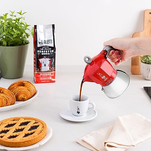Bialetti Moka Induction, 4 Cup Espresso Maker, Red