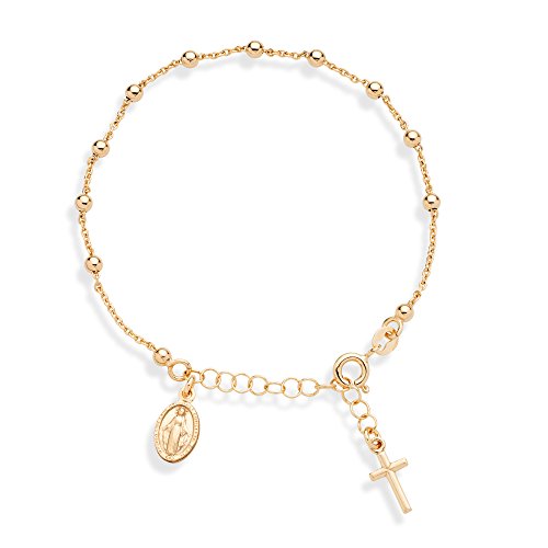 Italian Made Adjustable 18K Gold Rosary Bracelet