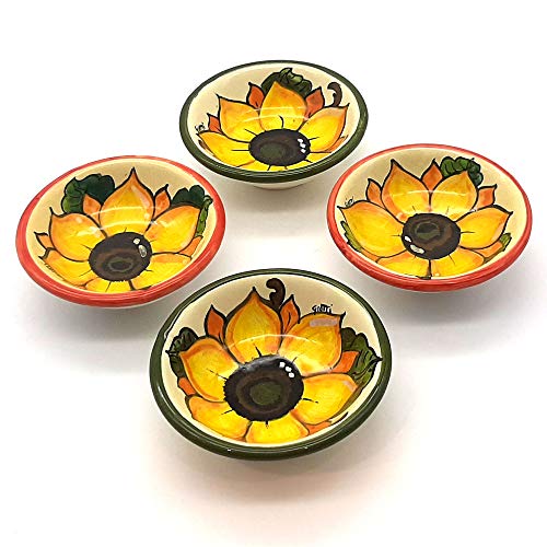 Italian Hand Painted Ceramic Bowls - Sunflower Design