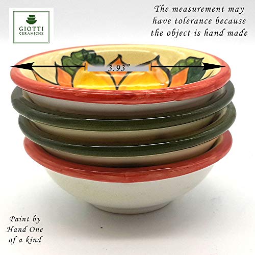 Italian Hand Painted Ceramic Bowls - Sunflower Design