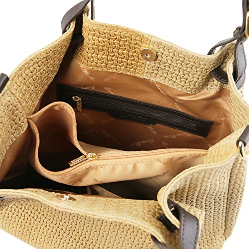 Tuscany KeyLuck Woven Leather Shopping Bag in Beige