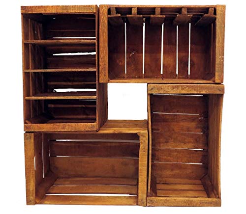 Italian rustic wood wine bar with vintage crates