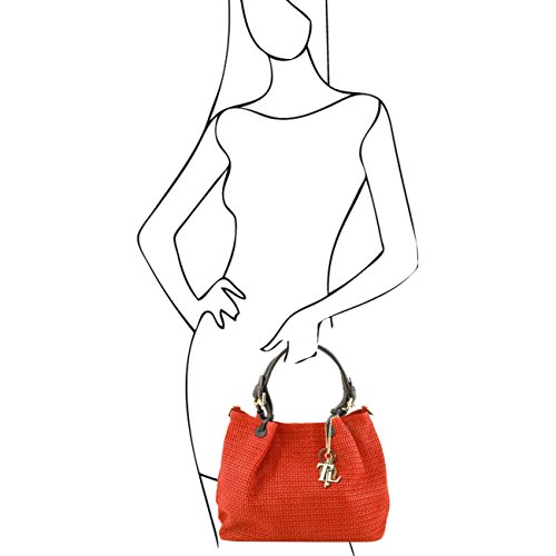 Tuscany KeyLuck Woven Leather Shopping Bag in Beige