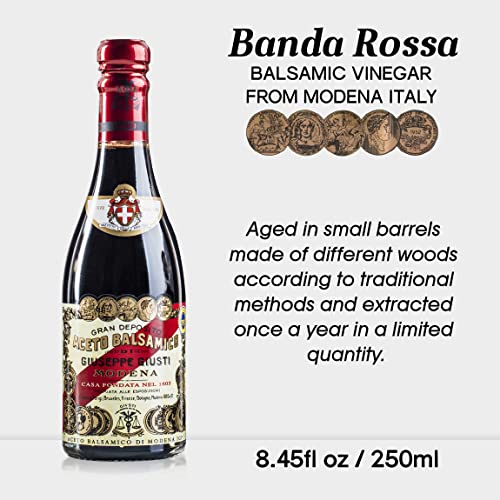 Giusti Giuseppe Modena Balsamic Vinegar, 5 Gold Medals "Banda Rossa" Champagnotta In a Gift Box, from Modena Italy, 8.45 fl oz (250ml)