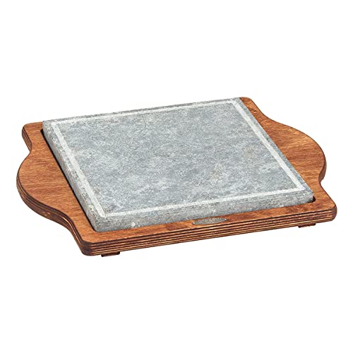 Bisetti Square Cooking Stone, Walnut Finish, 7.9" Grey