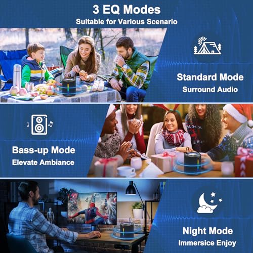 Bluetooth Speaker Wireless Portable, 50W Peak Powerful HD Sound, IPX7 Waterproof Shower Speaker with Deep Bass, Colorful Rhythm Light, Preset EQ, TWS,for Home/Travel/Camping/Party/Beach/Gifts (BT 5.3)