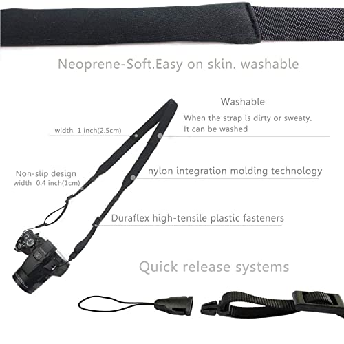 CHMETE Washable Soft Neoprene Camera Neck Strap (Black)