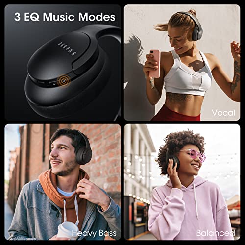 DOQAUS 𝐔𝐩𝐠𝐫𝐚𝐝𝐞𝐝 Bluetooth Headphones Over Ear, 90H Playtime Bluetooth 5.3 Wireless Headphones 3 EQ Modes, Built-in HD Mic, HiFi Stereo Sound,Deep Bass,Memory Foam Ear Cups for Phone/PC