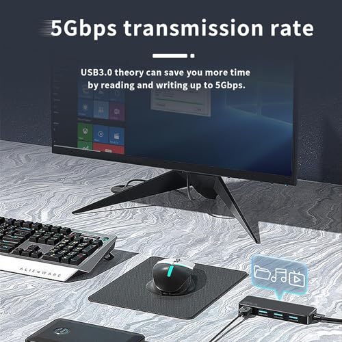 ANYPLUS USB 3.0 Hub, 4 Port USB Hub Splitter,Portable USB Adapter Mini Multiport Expander for Desktop, Laptop, Xbox, Flash Drive, HDD, Console, Printer, PC, Keyboards, HP, Dell