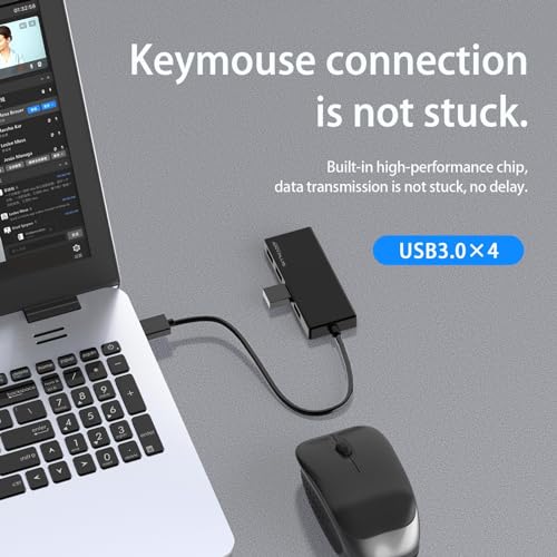 ANYPLUS USB 3.0 Hub, 4 Port USB Hub Splitter,Portable USB Adapter Mini Multiport Expander for Desktop, Laptop, Xbox, Flash Drive, HDD, Console, Printer, PC, Keyboards, HP, Dell