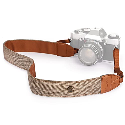TARION Camera Strap Adjustable DSLR Camera Neck Strap Belt Retro Film Camera Shoulder Strap Vintage Soft Long Rope Universal Cord for Women Men SLR Mirrorless Cameras Simple Brown(Upgraded Version)