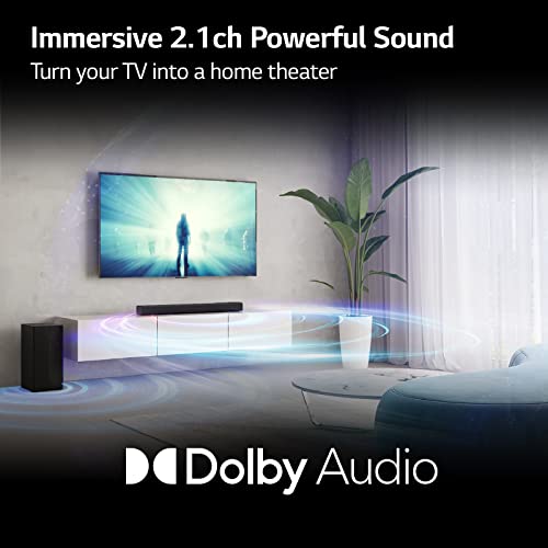 LG Sound Bar and Wireless Subwoofer S40Q - 2.1 Channel, 300 Watts Output, Home Theater Audio Black