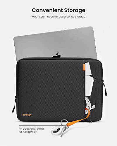 tomtoc 360° Protective Laptop Sleeve for 16-inch New MacBook Pro M3/M2/M1 Pro/Max A2991 A2780 A2485 A2141 2023-2019, Shockproof, Water-Resistant Ultrabook MacBook Bag Case with Accessory Pocket, Black