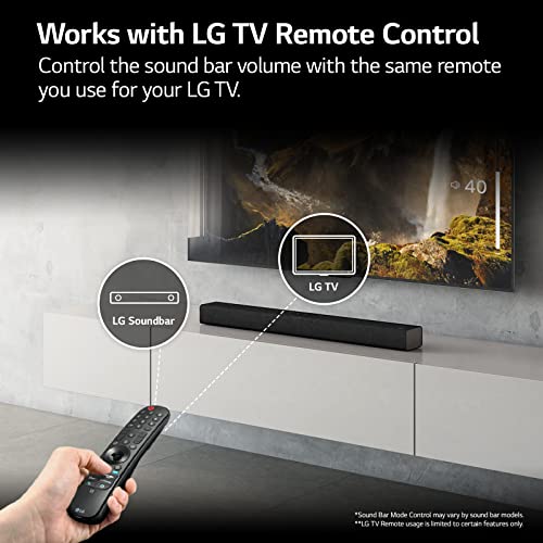 LG Sound Bar and Wireless Subwoofer S40Q - 2.1 Channel, 300 Watts Output, Home Theater Audio Black