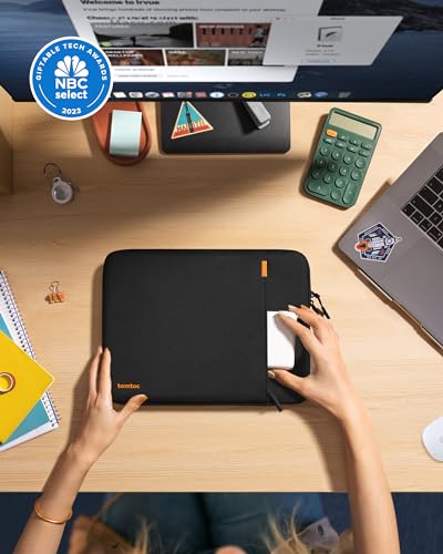 tomtoc 360° Protective Laptop Sleeve for 16-inch New MacBook Pro M3/M2/M1 Pro/Max A2991 A2780 A2485 A2141 2023-2019, Shockproof, Water-Resistant Ultrabook MacBook Bag Case with Accessory Pocket, Black