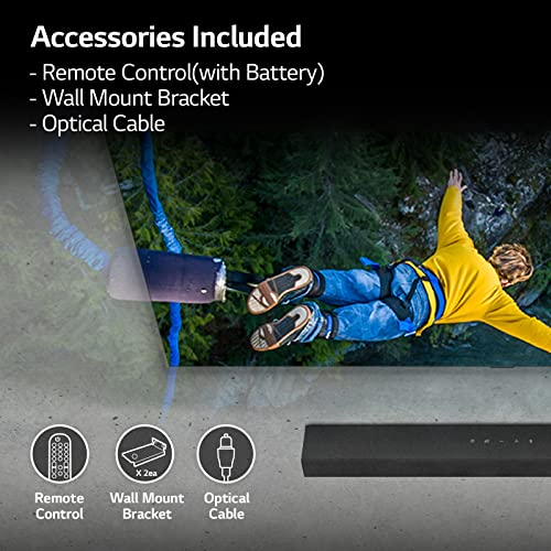 LG Sound Bar and Wireless Subwoofer S40Q - 2.1 Channel, 300 Watts Output, Home Theater Audio Black