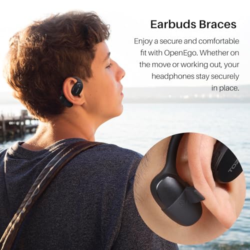 TOZO OpenEgo True Wireless Open Ear Headphone,5.3 Bluetooth Sport Earbuds with Earhooks for Long Time Playback with Digital Display, Dual Mic Clear Call Sweat-Proof for Running Workout
