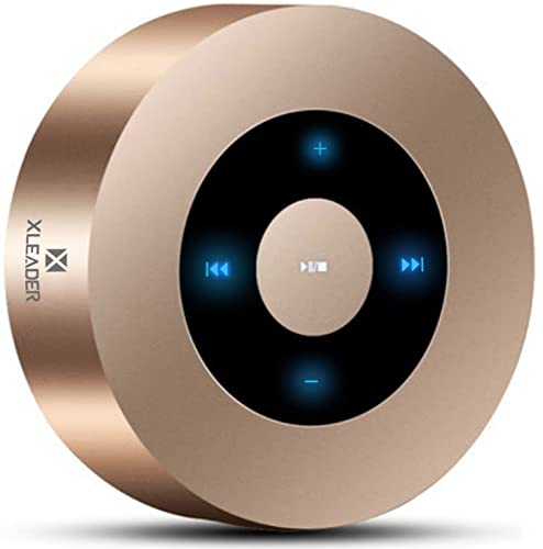 XLEADER [Smart Touch Wireless Speaker SoundAngel A8 (3rd Gen) 5W Small Bluetooth Speaker with Portable Waterproof Case 15H Mic TF Card AUX, Premium Electronic Christmas Xmas Gifts Champagne Gold