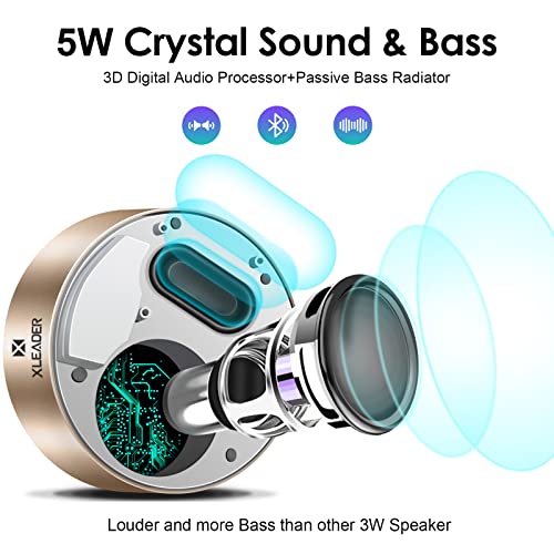 XLEADER [Smart Touch Wireless Speaker SoundAngel A8 (3rd Gen) 5W Small Bluetooth Speaker with Portable Waterproof Case 15H Mic TF Card AUX, Premium Electronic Christmas Xmas Gifts Champagne Gold