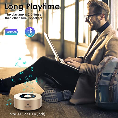 XLEADER [Smart Touch Wireless Speaker SoundAngel A8 (3rd Gen) 5W Small Bluetooth Speaker with Portable Waterproof Case 15H Mic TF Card AUX, Premium Electronic Christmas Xmas Gifts Champagne Gold