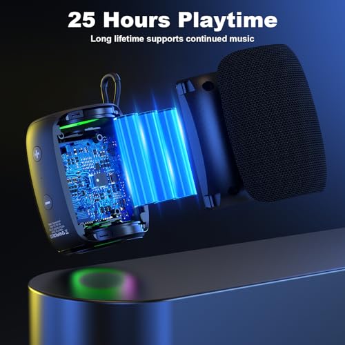 Bobtot Bluetooth Speaker Wireless Portable Speaker with Loud Stereo Sound RGB Lights, 25H Playtime, Dual Pairing Small Wireless Speakers for PC/Computer