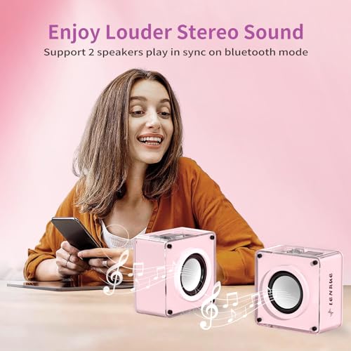 LENRUE Mini Bluetooth Speaker,Wireless Portable Speakers,5W Small Speaker with Clear Sound,Support TWS/TF Card,Lanyard Design for Hiking, Biking, Trip, Gift for Women/Boys/Girls/Teenagers