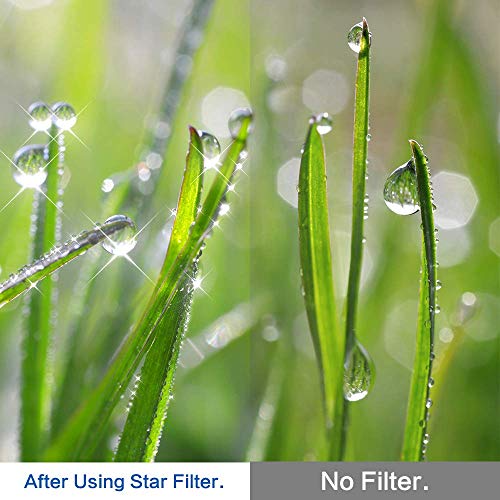 67mm Star Filter 4 Pieces Starburst Lens Filter(4 Points,6 Points,8 Points,12 Points) with Centre Pinch Lens Cap for Canon Nikon Sony Olympus Pentax and Other DSLR Cameras + 4 Slot Filter Pouch