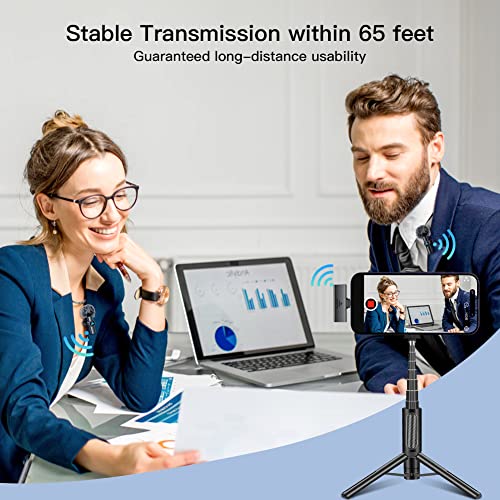 Leettus 2pcs Lavalier Wireless Microphone for iPhone iPad, Wireless Microphone for Video Recording, Game Live Streaming, Interviews, YouTube, TikTok, Vlog
