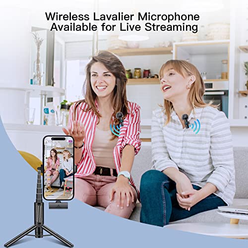Leettus 2pcs Lavalier Wireless Microphone for iPhone iPad, Wireless Microphone for Video Recording, Game Live Streaming, Interviews, YouTube, TikTok, Vlog