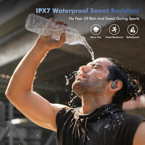 Wireless Earbuds Bluetooth Headphones 75Hrs Playback with LED Diaplay Charging Case Noise Cancelling Ear buds with Earhooks, IPX7 Waterproof Over Ear Earphones for Sports Running Workout,Black