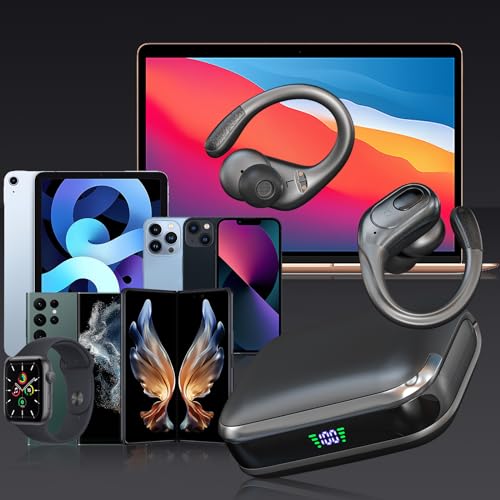 Wireless Earbuds Bluetooth Headphones 75Hrs Playback with LED Diaplay Charging Case Noise Cancelling Ear buds with Earhooks, IPX7 Waterproof Over Ear Earphones for Sports Running Workout,Black