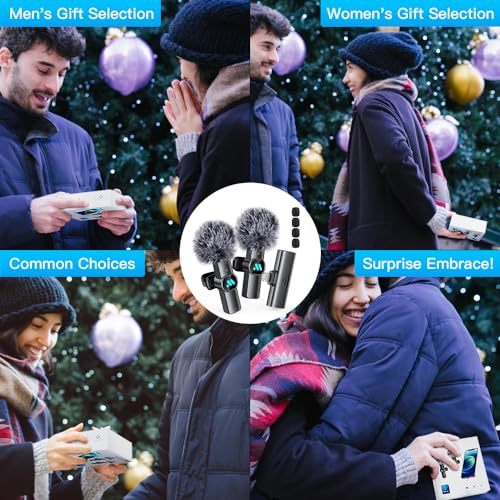 Leettus 2pcs Lavalier Wireless Microphone for iPhone iPad, Wireless Microphone for Video Recording, Game Live Streaming, Interviews, YouTube, TikTok, Vlog