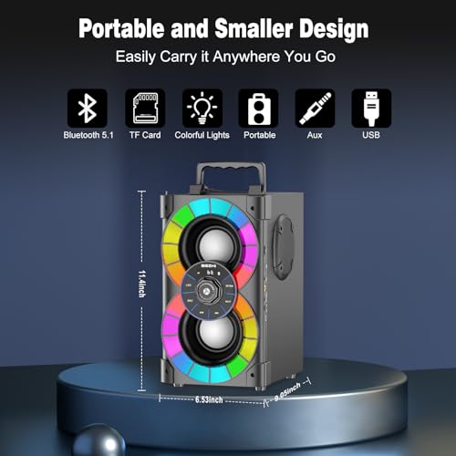 BSZHI Bluetooth Speakers 80W Big Powerful Wireless TWS Loud Portable Outdoor Home Party Speaker with LED Lights, Subwoofer, FM Radio, Remote and Stereo Bass Sound Boombox