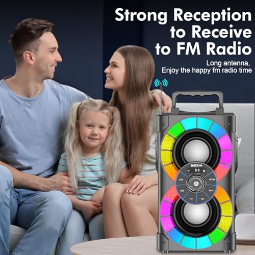 BSZHI Bluetooth Speakers 80W Big Powerful Wireless TWS Loud Portable Outdoor Home Party Speaker with LED Lights, Subwoofer, FM Radio, Remote and Stereo Bass Sound Boombox