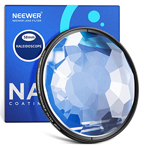 NEEWER 58mm Kaleidoscope Prism Lens Filter, Photography Prism Crystal Glass Effect Filter with Multi Refraction and Variable Number of Photographic Subjects