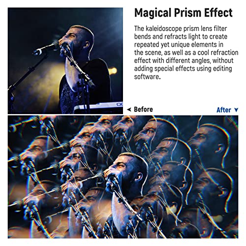 NEEWER 58mm Kaleidoscope Prism Lens Filter, Photography Prism Crystal Glass Effect Filter with Multi Refraction and Variable Number of Photographic Subjects