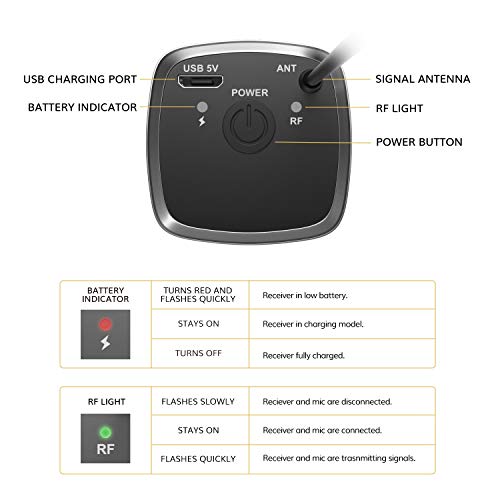 TONOR Wireless Microphone, UHF Dual Cordless Metal Dynamic Mic System with Rechargeable Receiver, for Karaoke Singing, Wedding, DJ, Party, Speech, Church, Class Use, 200ft (TW630), Gray